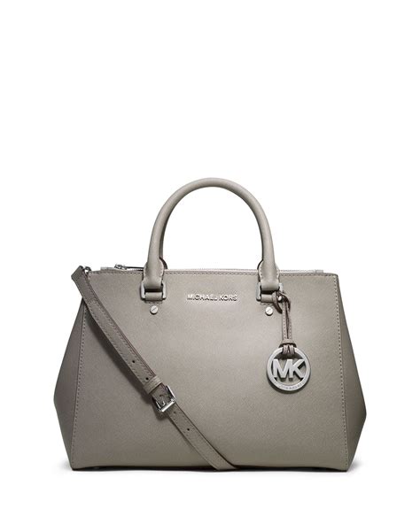 michael kors medium sutton pearl grey|Michael Kors Medium Sutton Satchel in Pearl Grey Saffiano Leather.